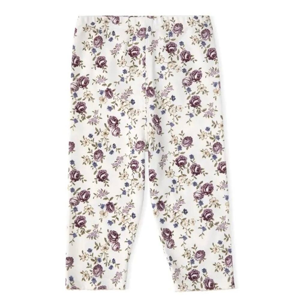New baby girl flowered pull on pants 3-6 months
